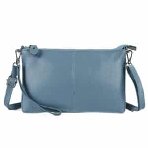 Pastel Blue Slim Crossbody Clutch bag with Goldtone Hardware